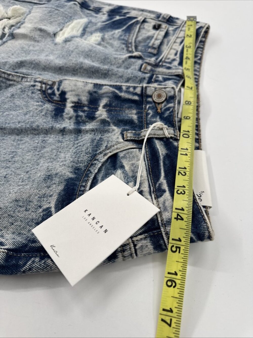 Kancan Womens Jeans 5 26 Acid Wash Denim Ripped Distressed Raw Hem Stretch NEW - Picture 7 of 12